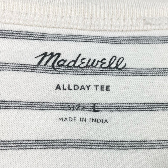 Madewell Men's Large Garment-Dyed Allday Crewneck Tee Stripes Lighthouse T-Shirt - Picture 4 of 16